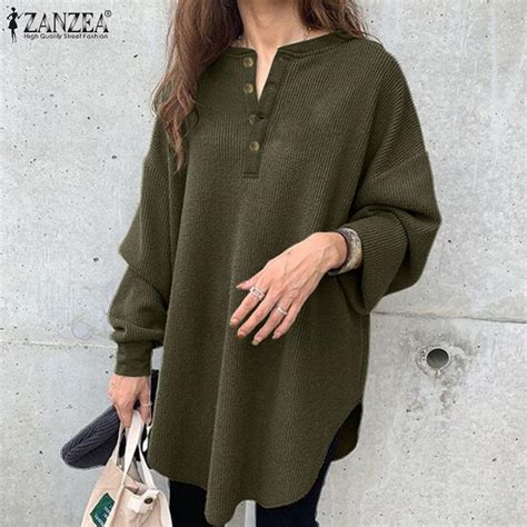 Buy Zanzea Women O Neck Long Sleeve Blouse Tops Spring Autumn Loose