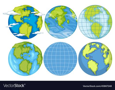 Set Of Earth Globes Isolated Royalty Free Vector Image