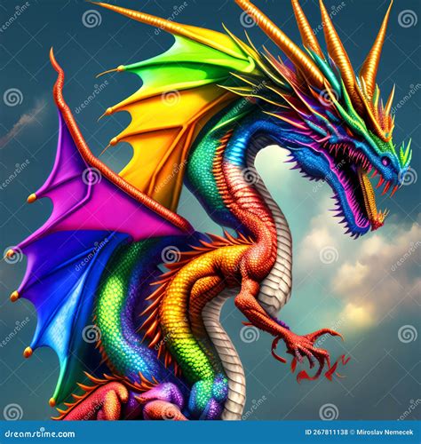 Dragon Of Rainbow Generative Ai Illustration Stock Illustration