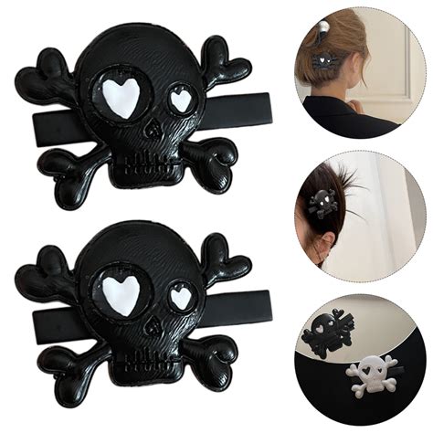 2Pcs Plastic Skeleton Hair Clip Halloween Skull Hair Clips Punk Style