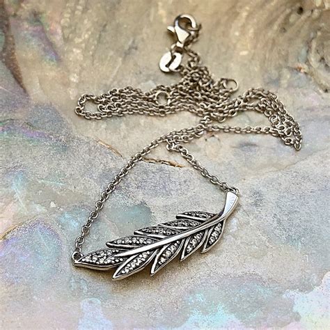 Sterling Silver Boho Feather Necklace Womens 925 Feather Pendant