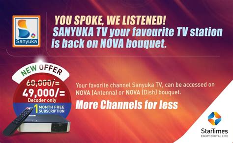 Sanyuka Tv Makes Grand Return To The Startimes Nova Bouquet MUGIBSON