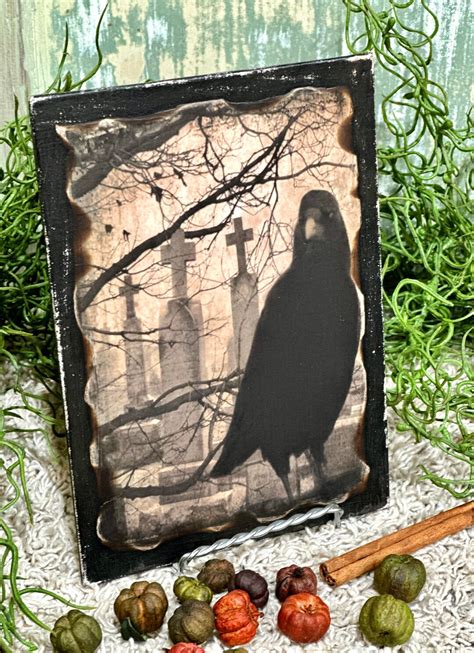 Primitive Crow Decorprimitive Raven Signhalloween Crowfarmhouse