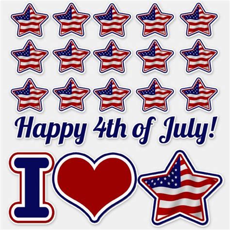 Happy 4th Of July Patriotic Us Flag Vinyl Stickers Happy