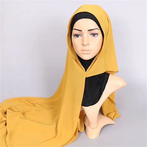 Fashion High Quality Malaysia Plain Color Muslim Women Double Loop