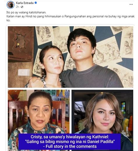 Karla Estrada Pumalag Sa Tsikang Hiwalay Na Kathniel