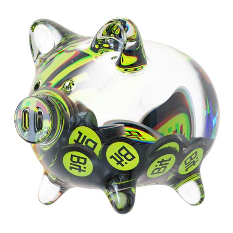 Free BitDAO BIT Clear Glass Piggy Bank With Decreasing Piles Of Crypto