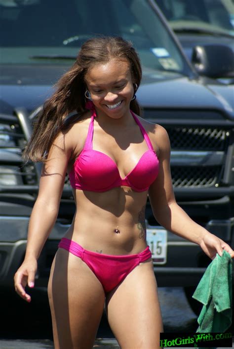 Smiling Beauty In Bikini At Car Wash Hot Girls With