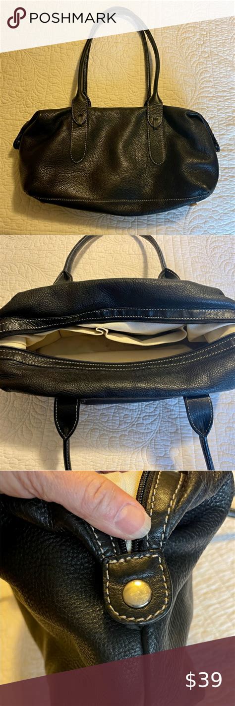 Vintage J Jill Black Pebbled Leather Shoulder Bag Rare Find Black