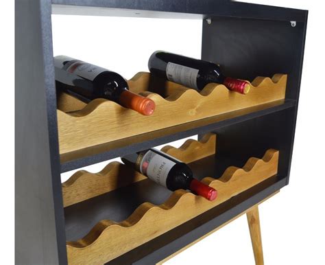 Adega Madeira Mdf Preto Porta Garrafas De Vinho P Palito R