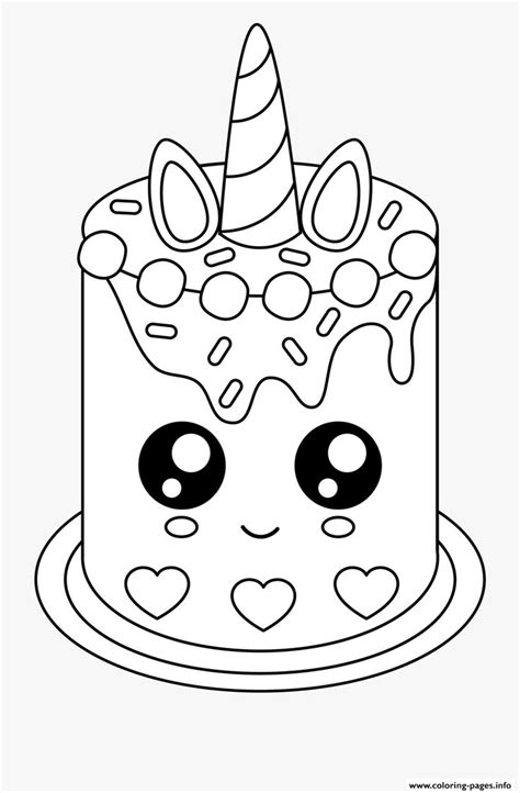 Easy Cake Unicat Coloring Page Printable Coloring Nation