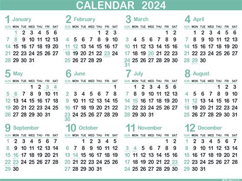 2024年令和6年年間カレンダー暦 祝日無料ダウンロード大安 まなびっと