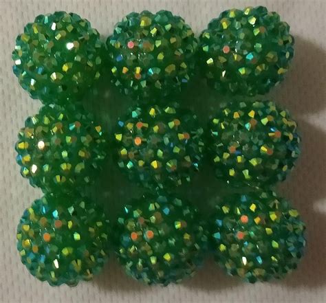 20mm Green Rhinestone Bead Gumball Bead Chunky Bead Etsy