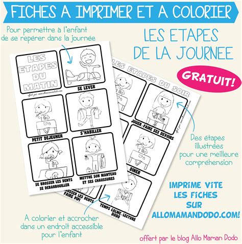 Les Fiches étapes De La Journée à Imprimer Gratuit Allo Maman Dodo