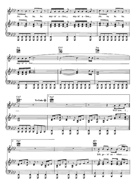 STAYIN ALIVE Piano Sheet Music Easy Sheet Music