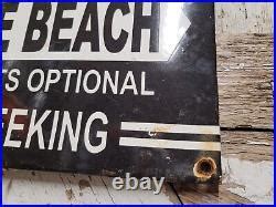 Vintage Nude Beach Porcelain Sign Old No Photos Forest Service Ocean