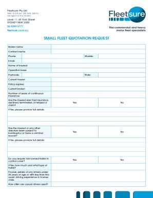 Fillable Online Fleetsure Au Formsfleetsure List Of Forms