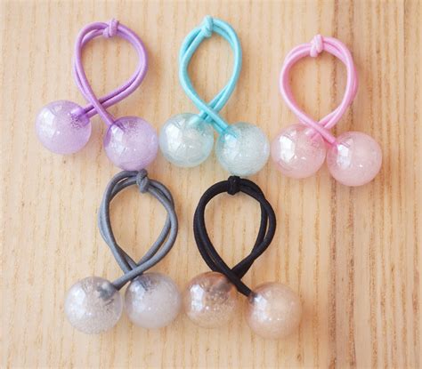 A Pair Beaded Hair Ties BOBBLES Hair Elastic Small Bubbles Etsy