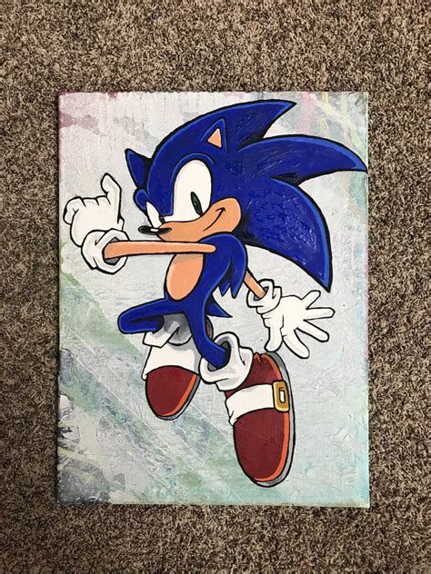 Acrylic Painting Sonic The Hedgehog By Jillyfoo On Deviantart