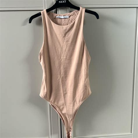 Zara Nude Halter Neck Bodysuit X Size Small Worn But Depop