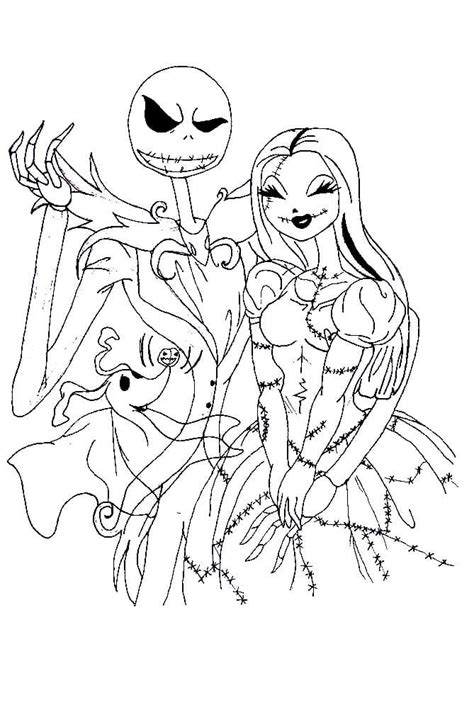 Jack And Sally From The Nightmare Before Halloween Coloring Pages For