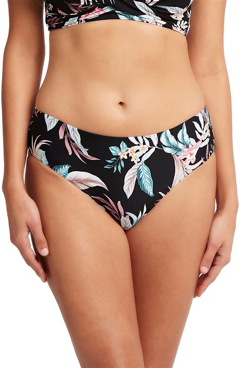 SEA LEVEL Wo Floral Brief Bikini Bottoms Black Editorialist