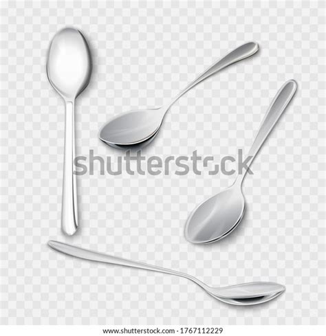 Set Realistic Metal Spoons Different Points Stock Vector Royalty Free