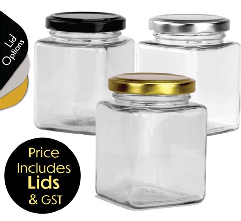 Glass Jars Glass Jars With Lids All Square Glass Jar 380ml Jar With Gold Black Or