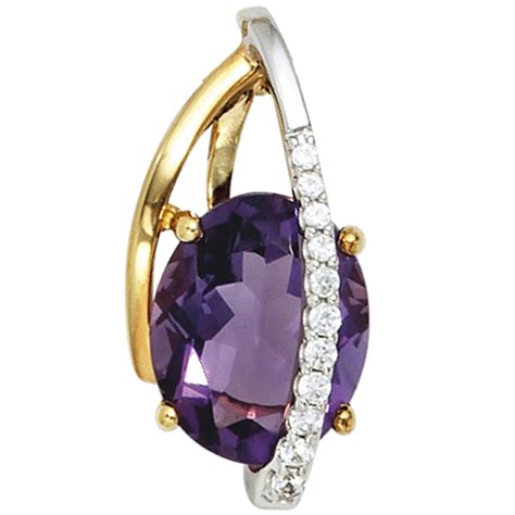 Anh Nger Gelb Wei Gold Mit Amethyst Und Brillanten Ct