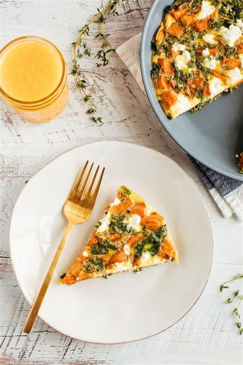 Roasted Sweet Potato Kale Frittata Recept