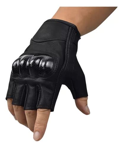 Guantes Sin Dedos De Cuero Y Fibra De Carbono P Motocicleta Meses Sin