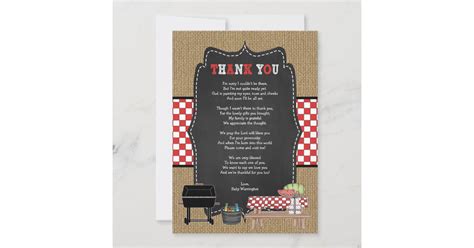Baby Q Thank You Notes With Poem Bbq Baby Shower Invitation Zazzle