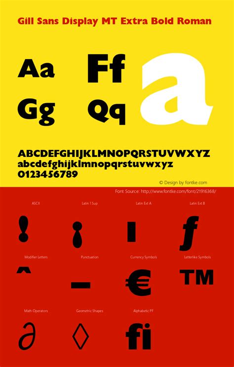 Gill Sans Display Mt Extra Bold Version 210图片样张 Font Sample