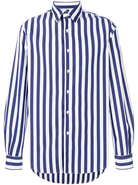 Aspesi Cotton Wide Striped Shirt In Blue For Men Lyst