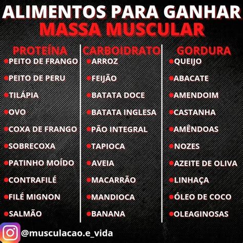 Musculação é Vida On Instagram Você Gosta Dessa Lista De Alimentos Para Ganhar Massa Muscular