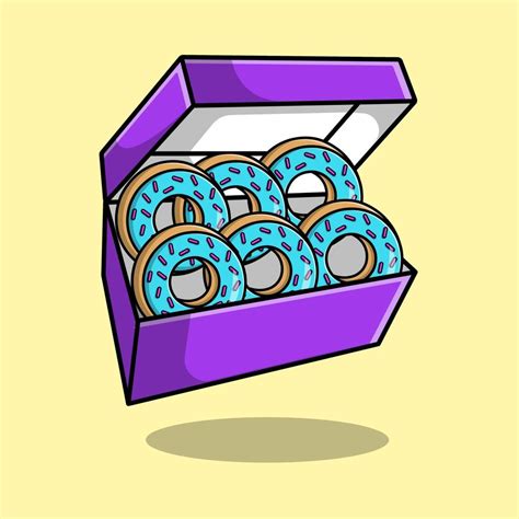 Doughnut With Box Cartoon Vector Icon Illustration Food Flat Cartoon Concept 10168191 Vector