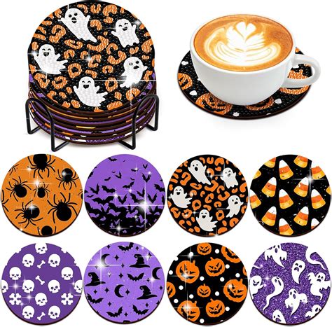 Amazon Pcs Halloween Diamond Art Coasters With Holder Diamond