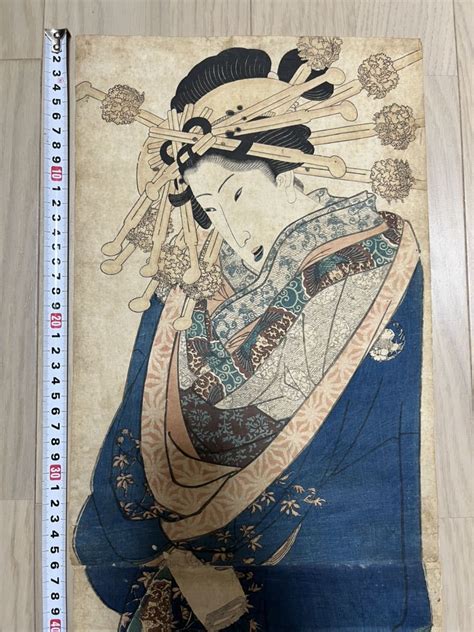 真作 本物浮世絵木版画 歌川国貞 江戸美人図 長判 二枚続 錦絵 江戸期美人画｜売買されたオークション情報、yahooの商品情報を