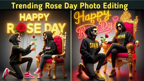 Happy Rose Day Name Photo Editing Rose Day Couple T Shirt Name Photo Editing Rose Ai Photo