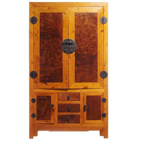 Vintage 1960s Hand Carved Mexican Wooden Armoire With Four Doors And