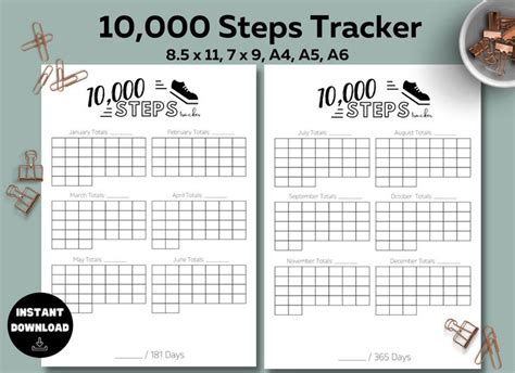 steps tracker goal planner inserts exercise workout challenge