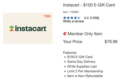 Discounted Instacart T Cards 100 For 7999 At