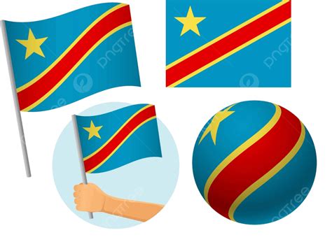 Icon Set Featuring The Flag Of The Democratic Republic Of Congo Vector