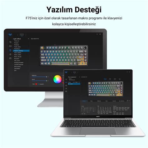 Aula F Mekanik RGB TKL Nimbus V Switch Kablosuz Makrolu Hot Swap Klavye Buz Mavisi