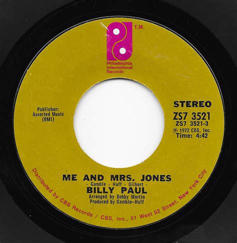 Billy Paul Me And Mrs Jones Your Song 1972 Vinyl Discogs