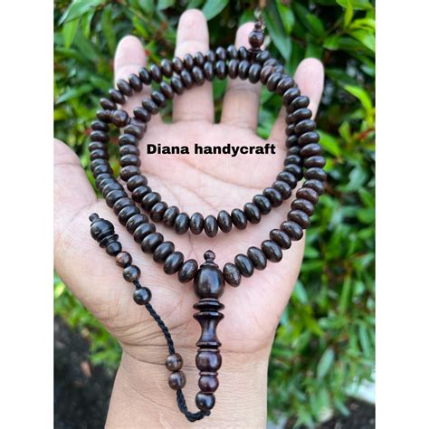 Raya 2024 KAYU Tamarind Wood Tasbih Flat Model Oval Tamarind Wood