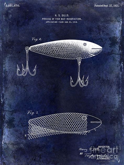 Fish Bait Patent Drawing Blue Photograph By Jon Neidert Fine Art