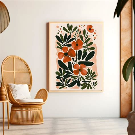 Kunstvolle Boho Blume Art Print Er Set Boho Blumen Wandkunst