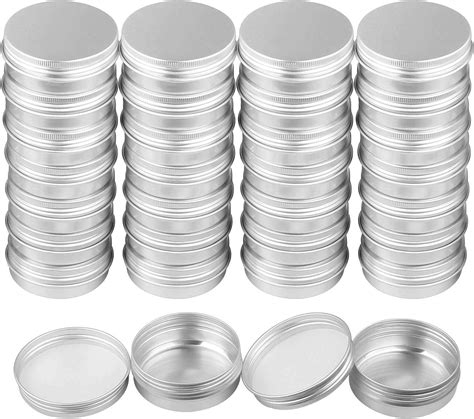 Starvast 30 Pack Aluminum Round Lip Balm Tins Containers 1 Oz Silver Tin Cans With