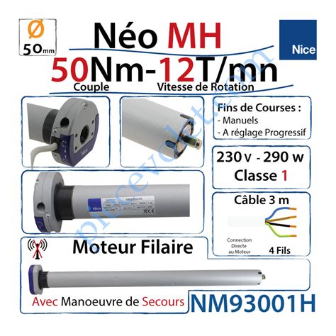 Nice Nm H Moteur Nice Filaire N O Mh Mh Avec Mds